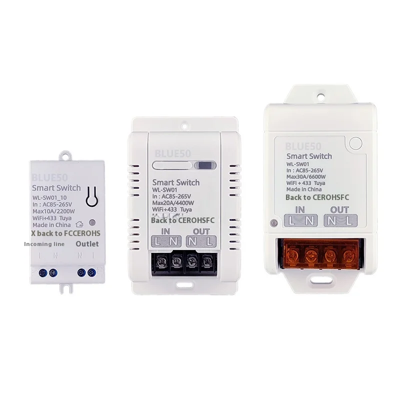 5PCS 투야 와이파이 스마트 고출력 30A 타이밍 램프 스위치 리모컨 433MHz 무선 NFC 네트워크 스타일 모던 안전