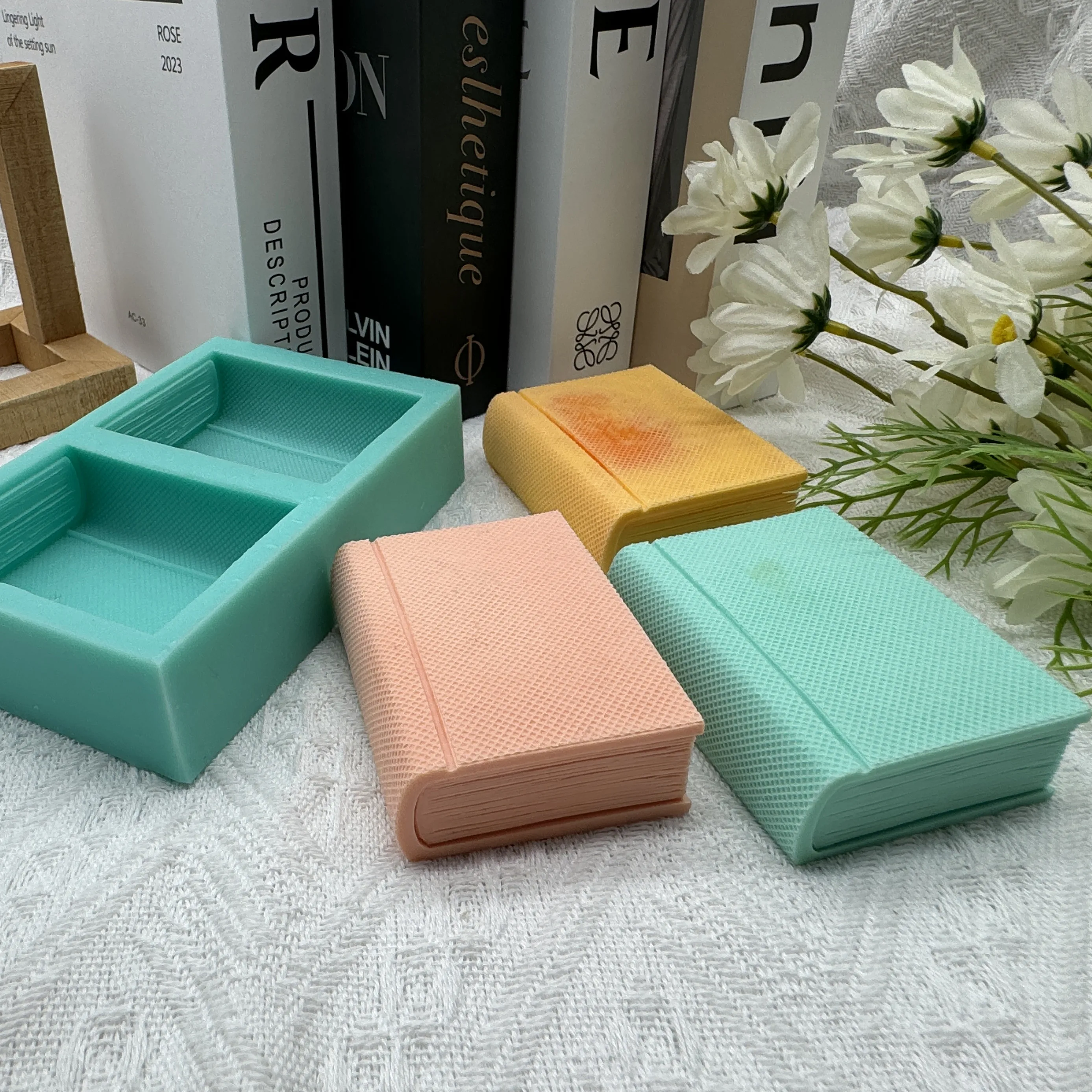 Two Cavities Book Silicone Soap Mold DIY Candle Wax Gypsum Resin Craft Mould Food Grade Chocolate Cake Molds