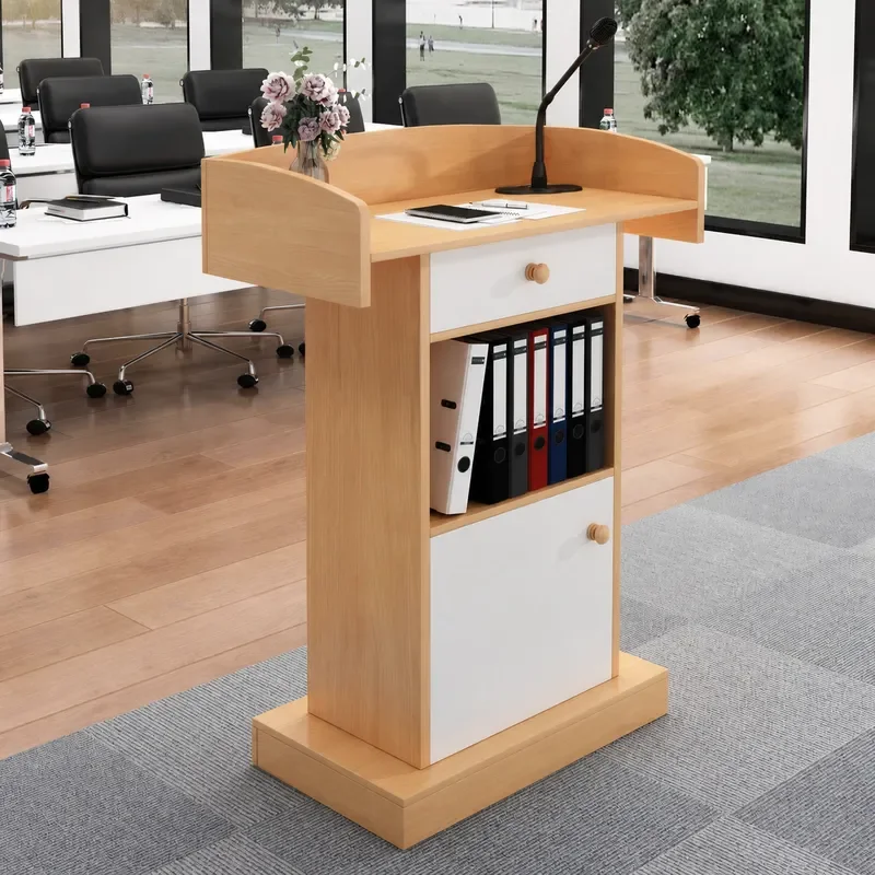 Modern Simple Reception Desk Commercial Host Podium Conference Speaker Stand Welcome Shopping Guide Counter for Office Lobby
