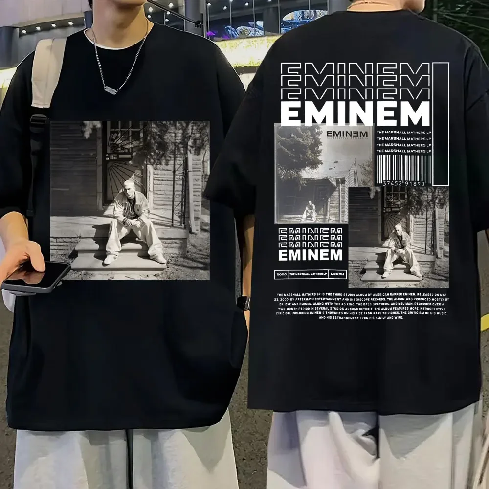 Rapper Eminem Music Album T Shirt World Tour Gift for Fan Graphic T-shirt Men Women Vintage Oversized classic Tshirts Streetwear