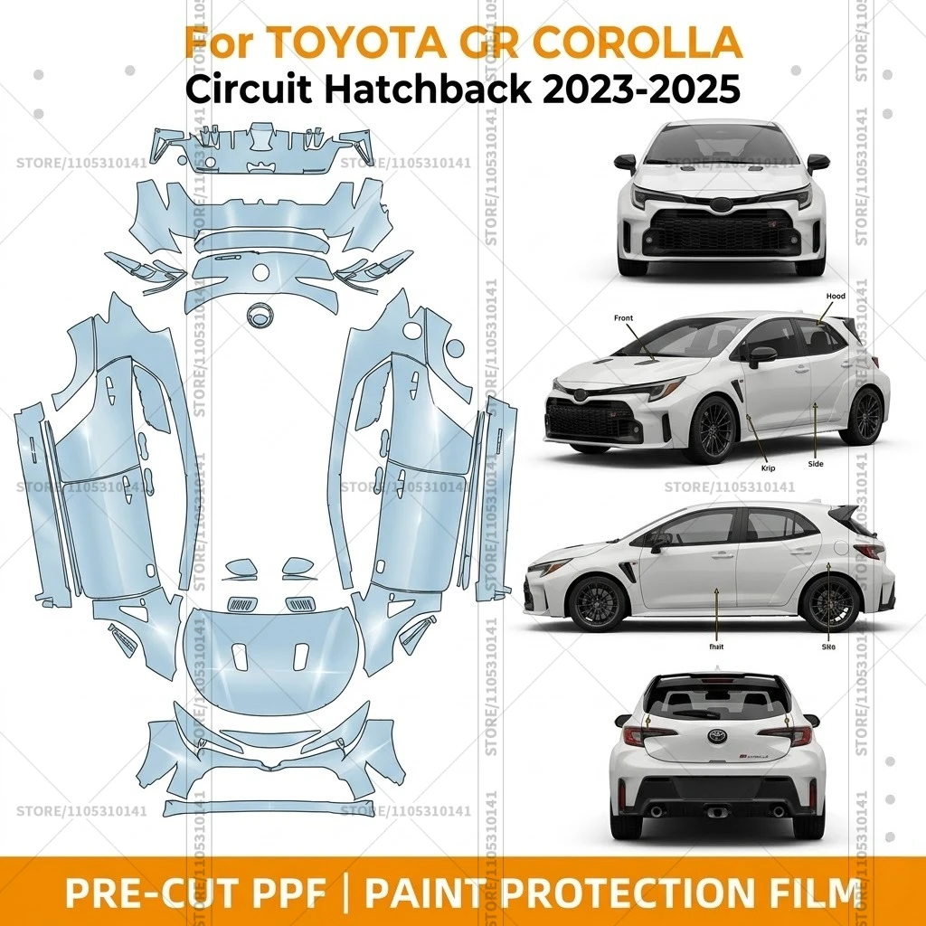 

Предварительно нарезанная прозрачная защитная пленка PPF для бампера автомобиля Toyota GR Corolla Circuit Hatchback 2023-2025