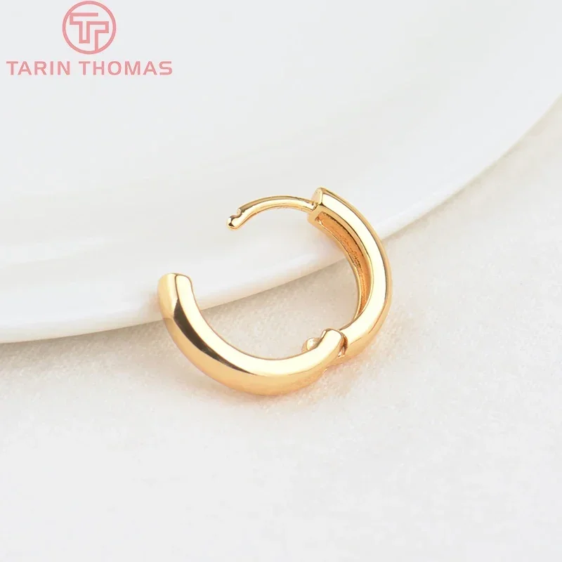 (342) 6PCS 16MM Width 3.5MM 24K Gold Color Brass Round Earring Hoop Earring Clasp High Quality DIY Jewelry Making Findings