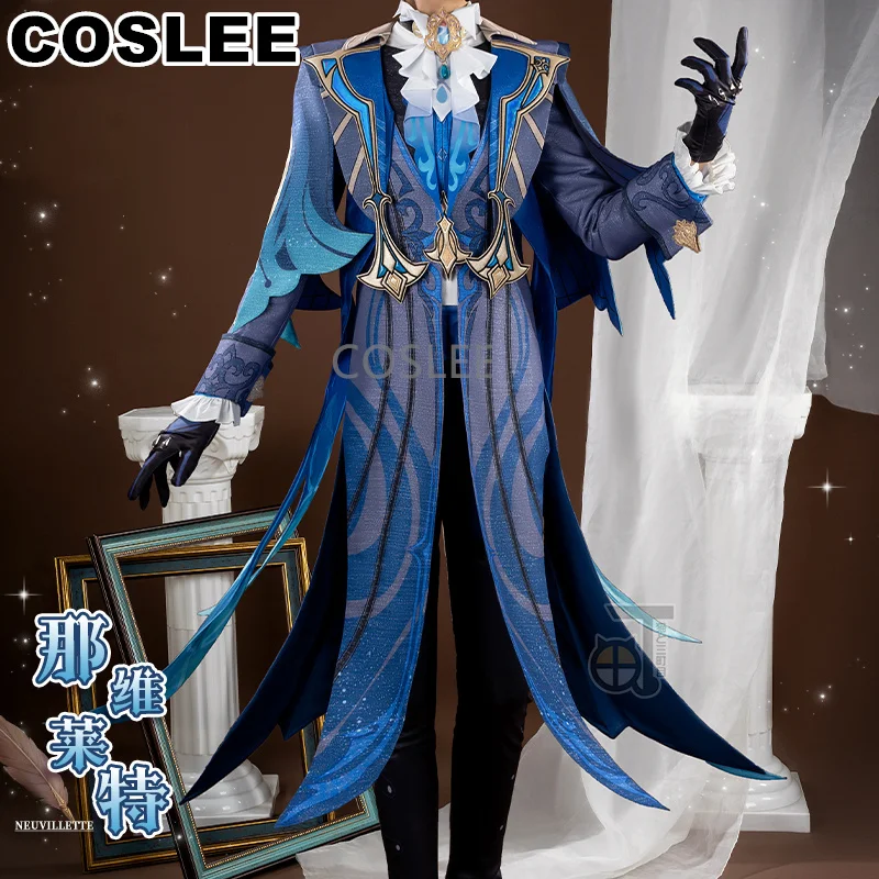 COSLEE Genshin Impact Neuvillette Judge Cosplay Costume Game Suit Noble Handsome Uniform Halloween Carnival Party Outfit For Men