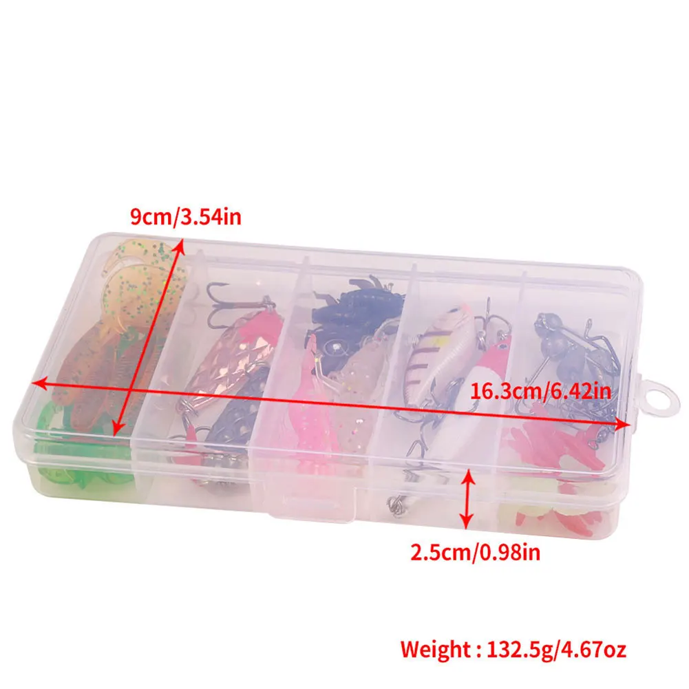 مجموعة طُعم صيد السمك مكونة من 45 قطعة، مجموعة طُعم ناعمة وصلبة مع صندوق معالجة لملحقات أدوات معالجة كرنك باس بايك #6