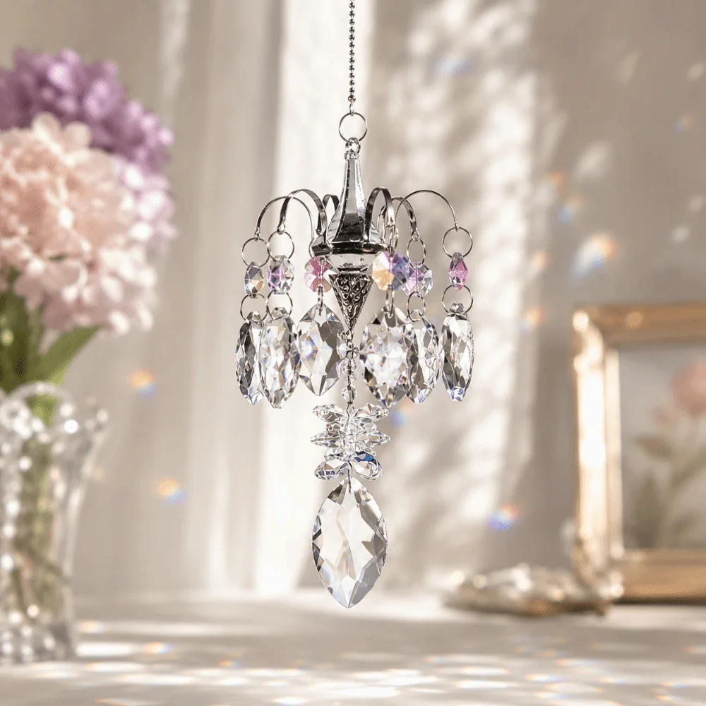 Rainbow Prism Rhinestone Pendant Sun Catcher Home Decoration Ornaments Rainbow Maker Fantasy Shiny Wind Chimes Outdoor