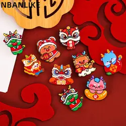 Acrylic Cartoon Lion Dance Brooch Chinese Style New Year Badge Pin Backpack Decor