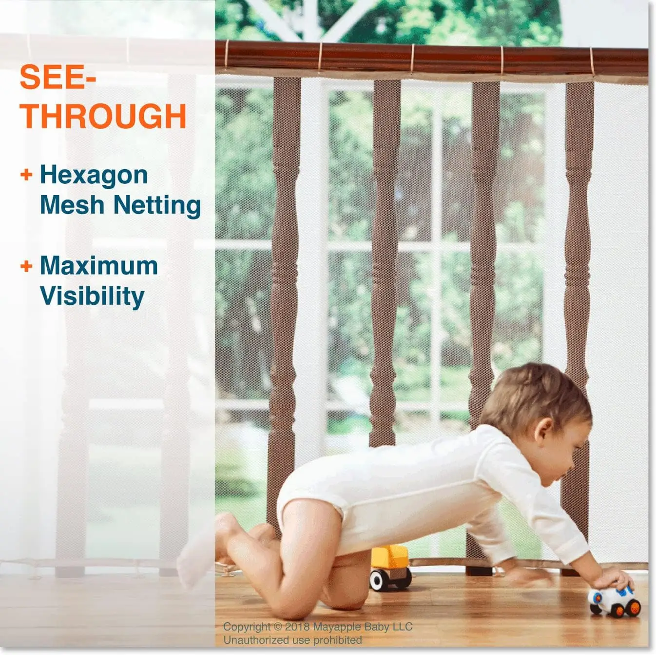 شبكة حماية لسلامة الأطفال متعددة الأغراض ومتينة لدرج الشرفة وواقي السكك الحديدية لحماية سلالم الأطفال، شبكة دقيقة آمنة #6