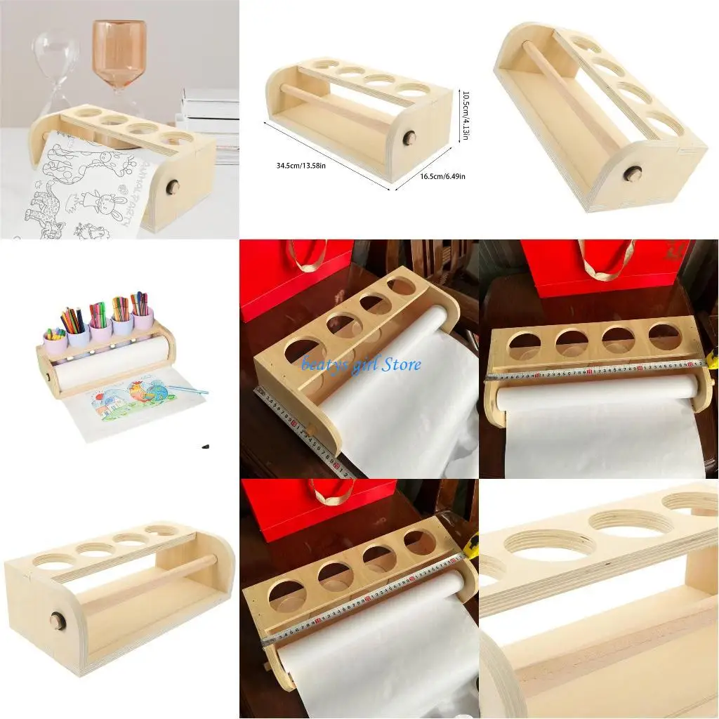 

C7AB Kids Art Paper Roll Stand Paper Roll Organiser Desktop Paper Roll Dispenser For Home School Classroom Use