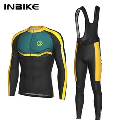 INBIKE Men's Cycling Suit Breathable Spring and Autumn Quick-drying Long-sleeved Bicycle Strap Long Trousers Long Sleeves