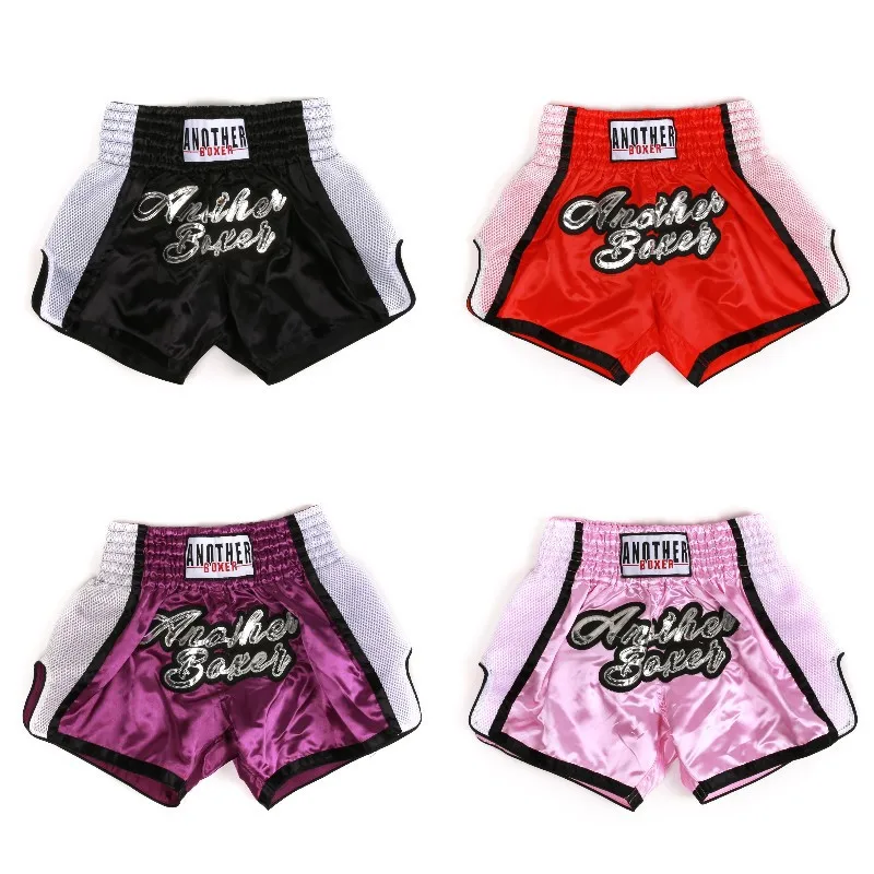 

Muay Thai Shorts Pink Boxing Shorts Men Women Kids Satin MMA Pants Gym Sports Match Fight Kickboxing Training Clothing