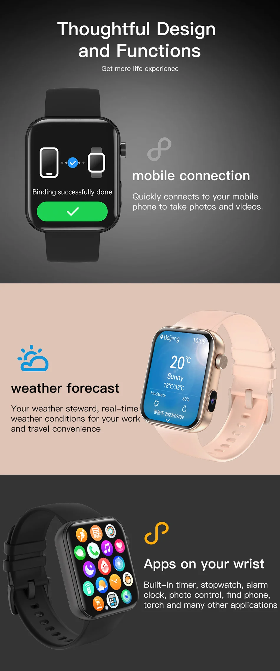 2025 nuevo reloj inteligente hombres mujeres cámara tomar fotos grabar vídeo Monitor de salud deportes Fitness impermeab