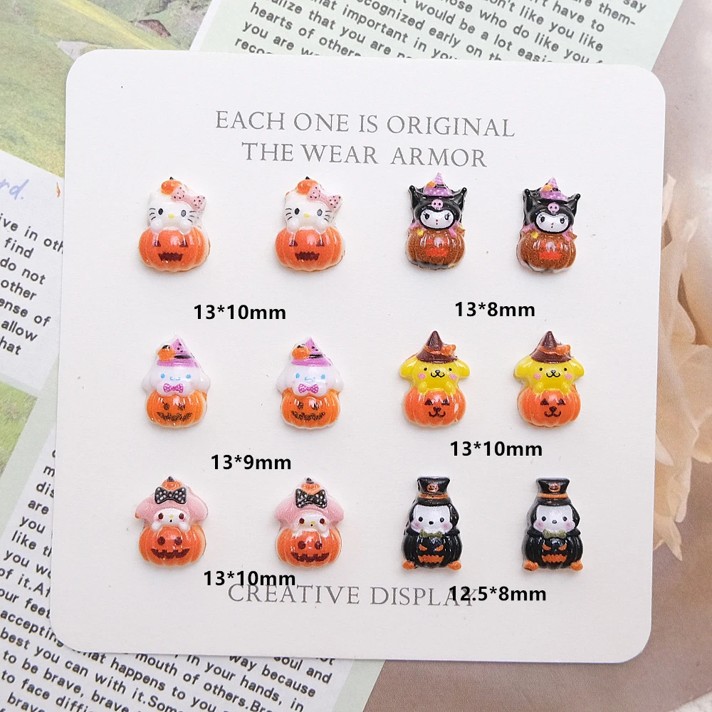 

20Pcs Cartoon Sanrioed All Saints' Day Random Nail Art Decor Kawaii Hello Kitty Kuromi My Melody Pumpkin Resin Nail Ornaments