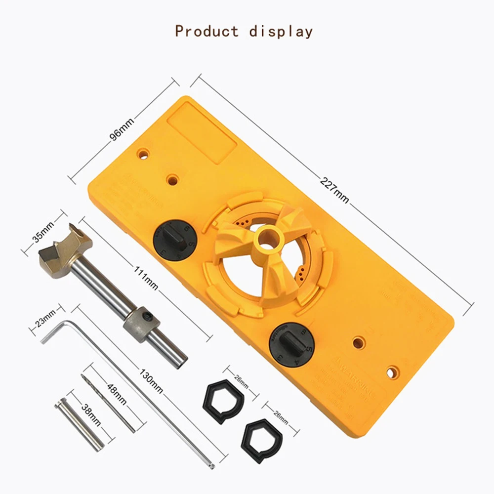 Concealed Cup Style Hinge Jig Boring Hole Drill Guide Set, Woodworking DIY Tool for Cabinet Door Installation, 35mm, 26mm