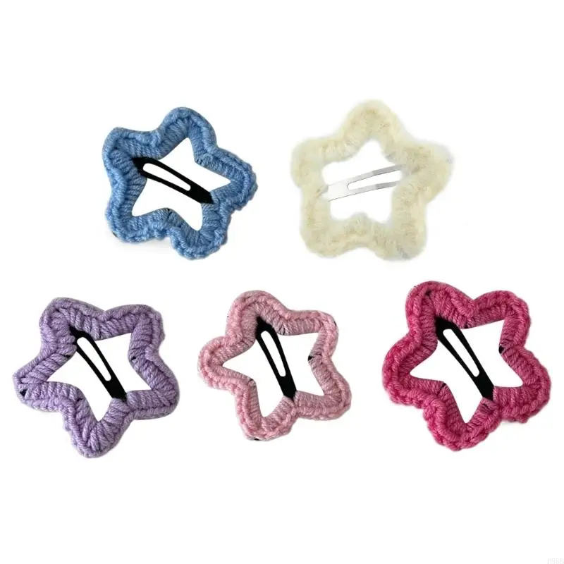 

P88B Sweet Hair Clip Layered Star Hairpin Knit Hair Clip for Ponytail Bangs Hairpins for Teenagers Children