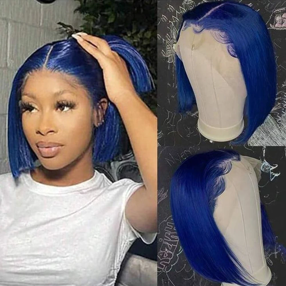 

200% Highlight Bob Wig 13x4 Lace Front Wig P4/27 Colored Human Hair Wigs Honey Brown Blue Straight Lace Frontal 100% Remy Wigs