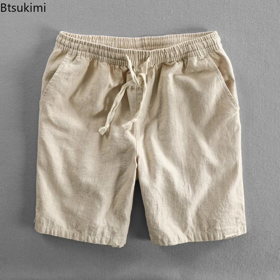 

2026 New Men's Fashion Cotton Linen Shorts Summer Beach Holiday Home Male Simple Casual Slim Fit Harajuku Soft Thin Shorts Pants