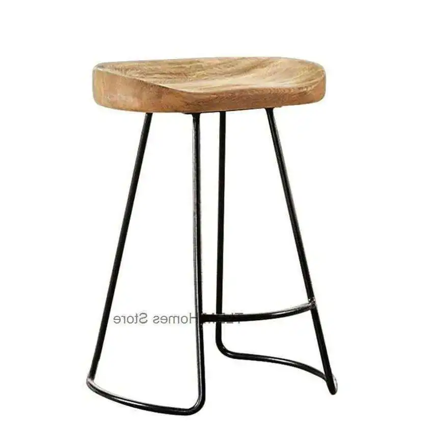 

Post Iron Foot Stool Practical Solid Wood Surface Bar House Creative High Chair Coffee Industrial Style Bar Stool Bd
