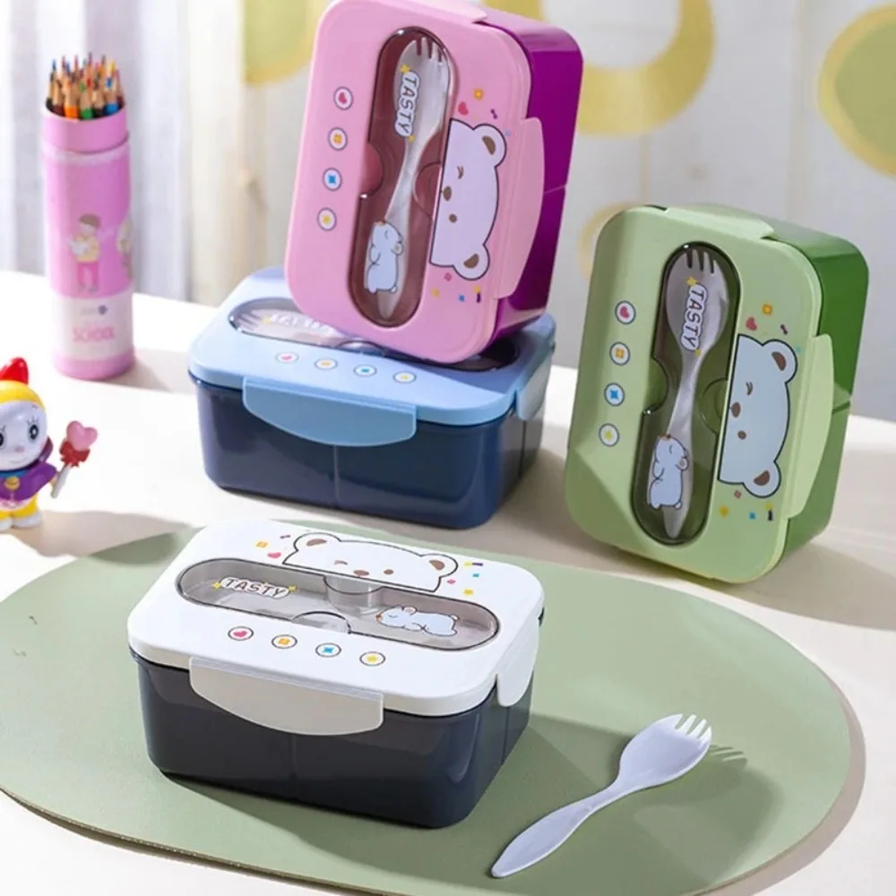 Plastic Lunch Box with Fork BPA Free Leakproof Food Container Microwavable Bento Box for School Office Outdoor Picnic 1200ml - view 5