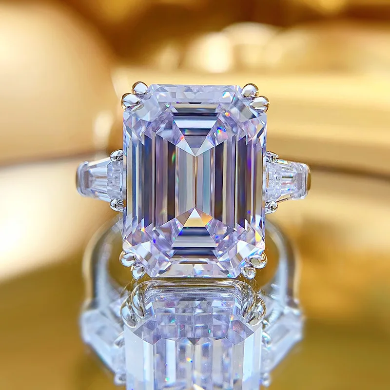 Luxury Solitaire Big Rectangle CZ Women Wedding Ring Engagement Ring Evening Party Elegant Female Fashion Jewelry Gifts