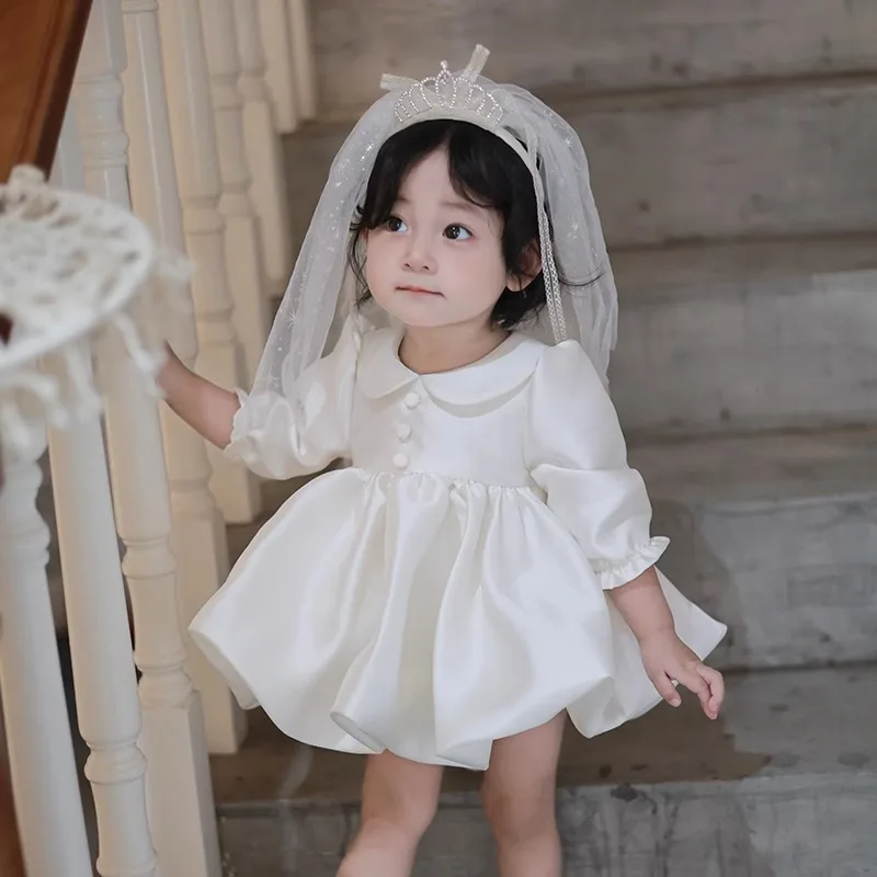 Baby Kids Princess Satin Bow Flower Girl Dresses First Communion Dresses Birthday Christmas Gift Wedding Party Birthday