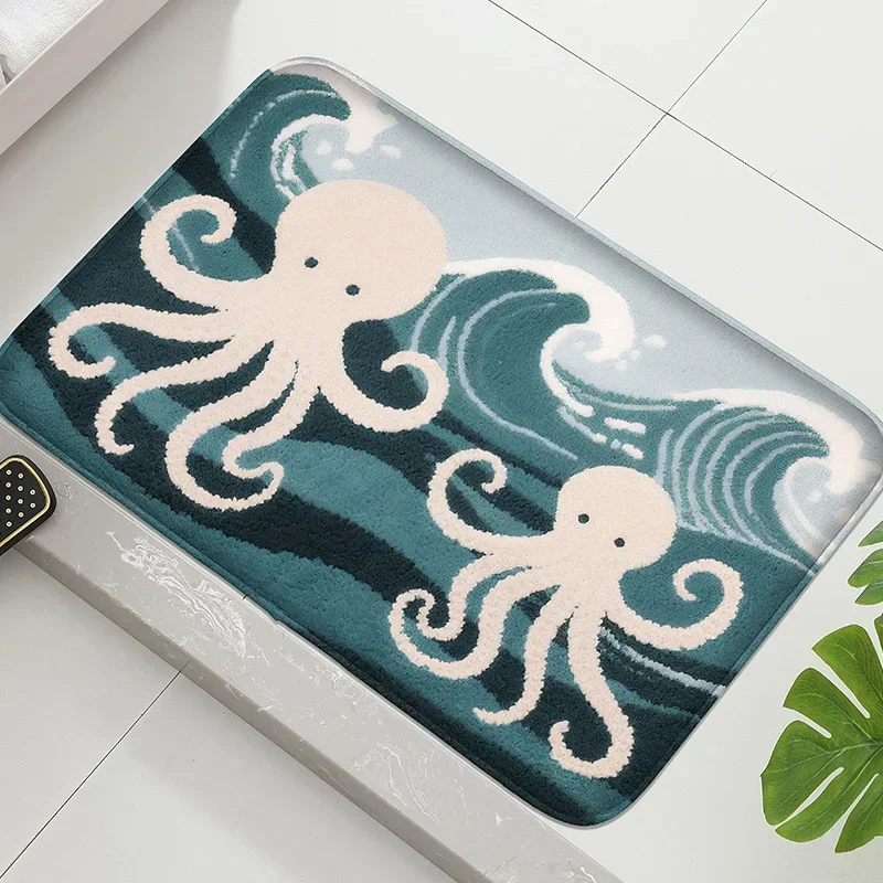 Sea Star Printed Floor Mat Bathtub Absorbent Foot Mat Shower Room Small Carpet Bathroom Door Mat Soft Comfortable