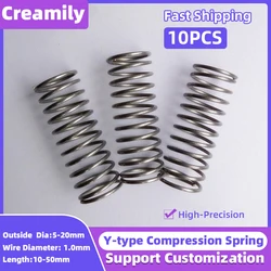 Creamily 10PCS Compression Spring 65Mn Cylidrical Coil Release Return Springs Wire Diameter 1.0mm OD=5mm-20mm Length=10mm-50mm
