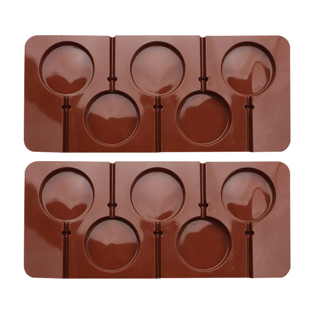 2 PCS Silicone Chocolate Lollipop Mold Round Baking Candy Cookie Maker 5 Large Circle Odorless Easy Clean Non Stick Safe