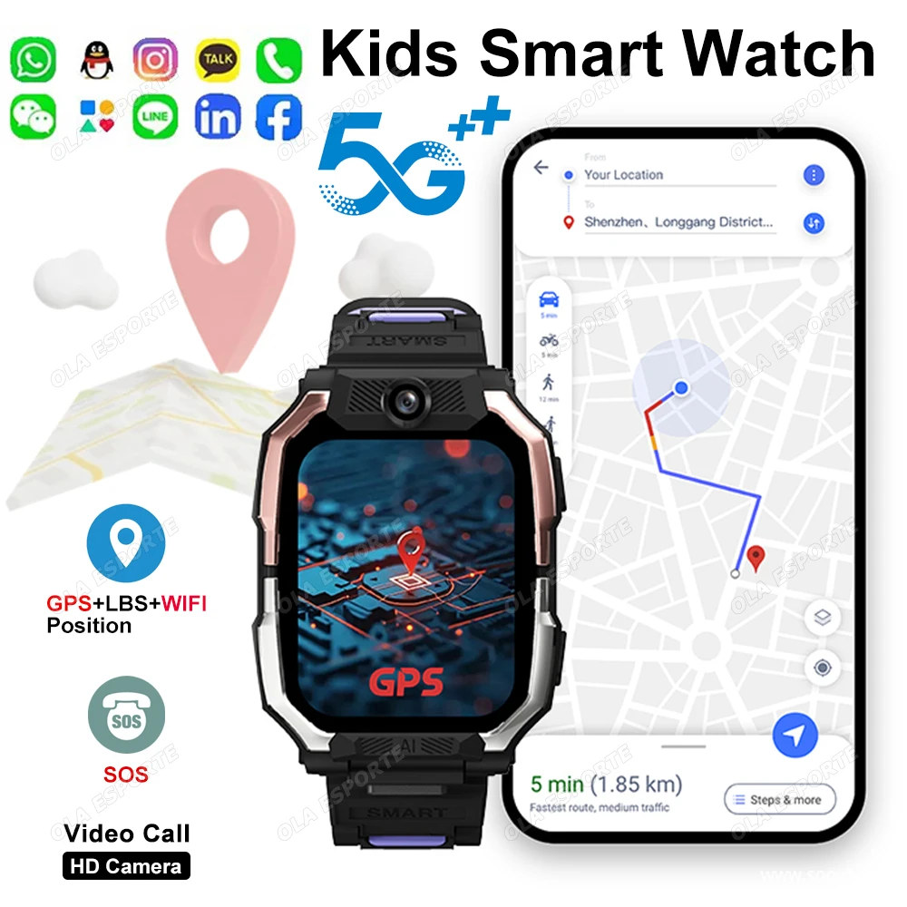 

4G/5G Children's Smartwatch HD Camera Video Call SOS GPS Positioning Tracker Kids' Watch Alarm Clock Calculator Boys Girls Gifts