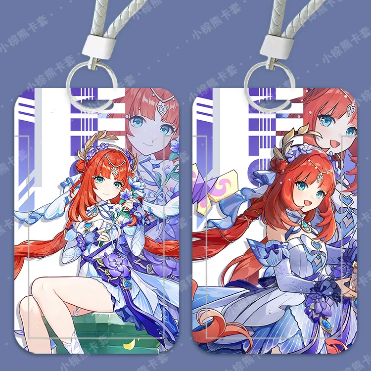 Anime Genshin Impact Nilou Kirara Cosplay Bus Pass Student Campus Card Sliding Closure Ferrule Set Keychain Xmas Birthday Gift