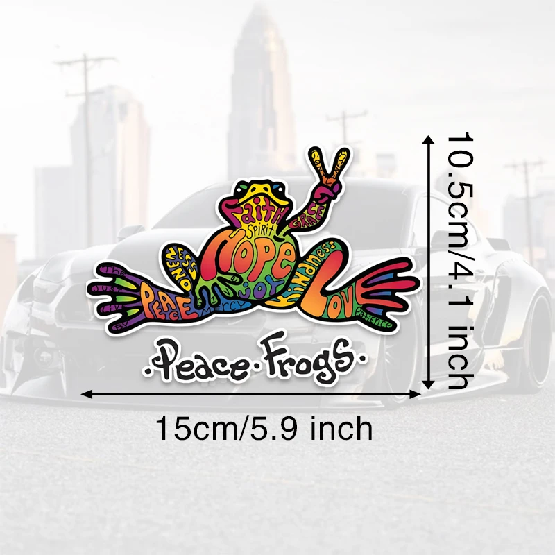 15x10.5cm Show The World Your Hope For Peace With This Colorful Frog Car Sticker!