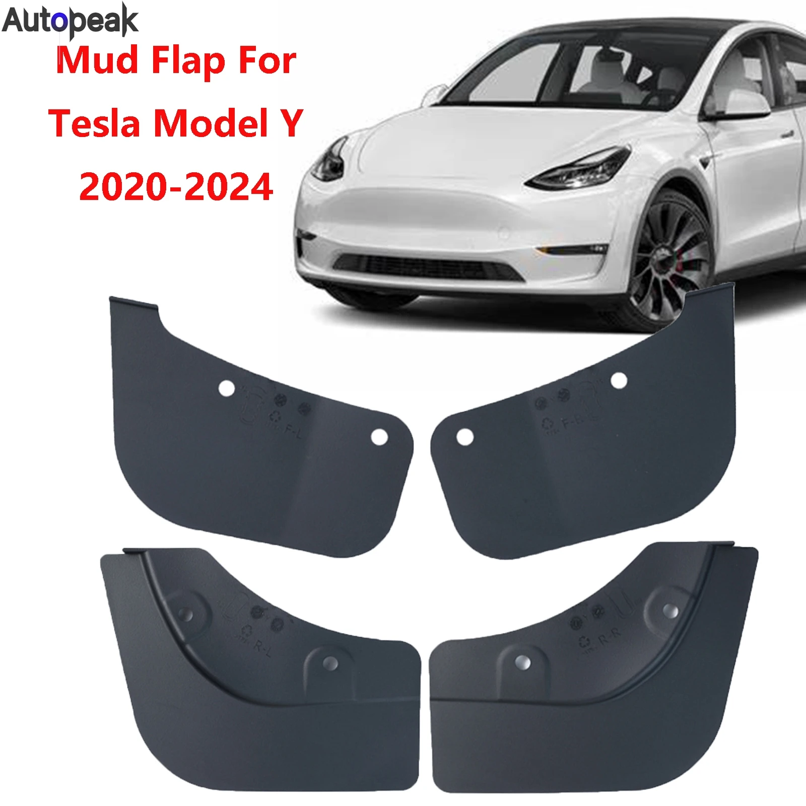 

4Pcs For Tesla Model Y 2020-2024 Front Rear TPE Splash Guards Mudguard Fender Mudflap Mud Flap Hidden No Drilling 2021 2022 2023