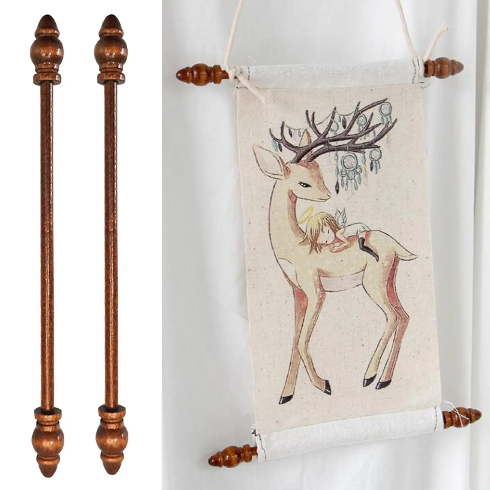 Lightweight Wooden Tapestry Hanging Pole for Fabric Wall Posters Artwork Drawings Paintings Indoor Decoration