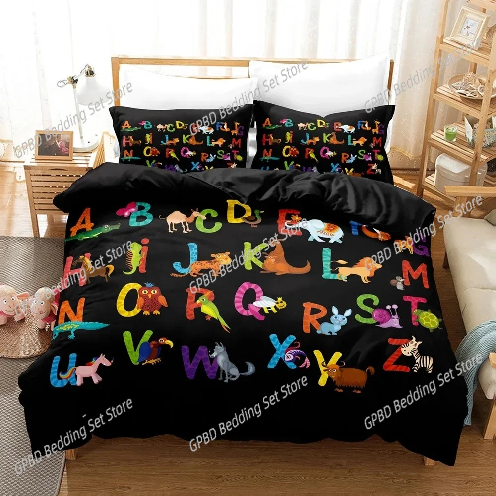 Alphabet Lore Bedding Set Single Twin Full Queen King Size Bed Set Girls Boys Bedroom Duvet Cover Sets Anime Duvet Cover