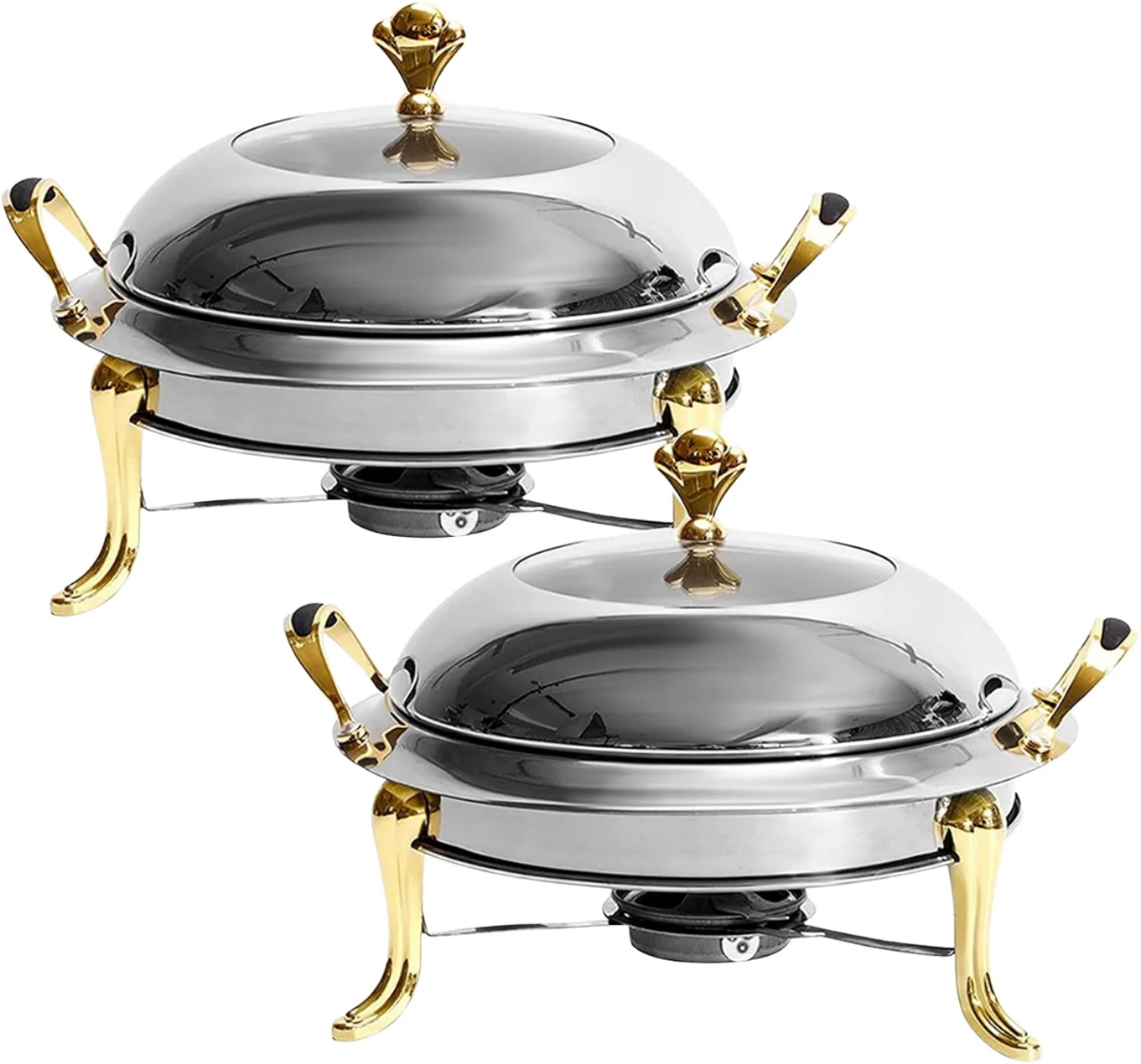 

Commercial Hotel Buffet Gold and Silver Hotel Party Round Food Warmer Set Stainless Steel Hot Pot
