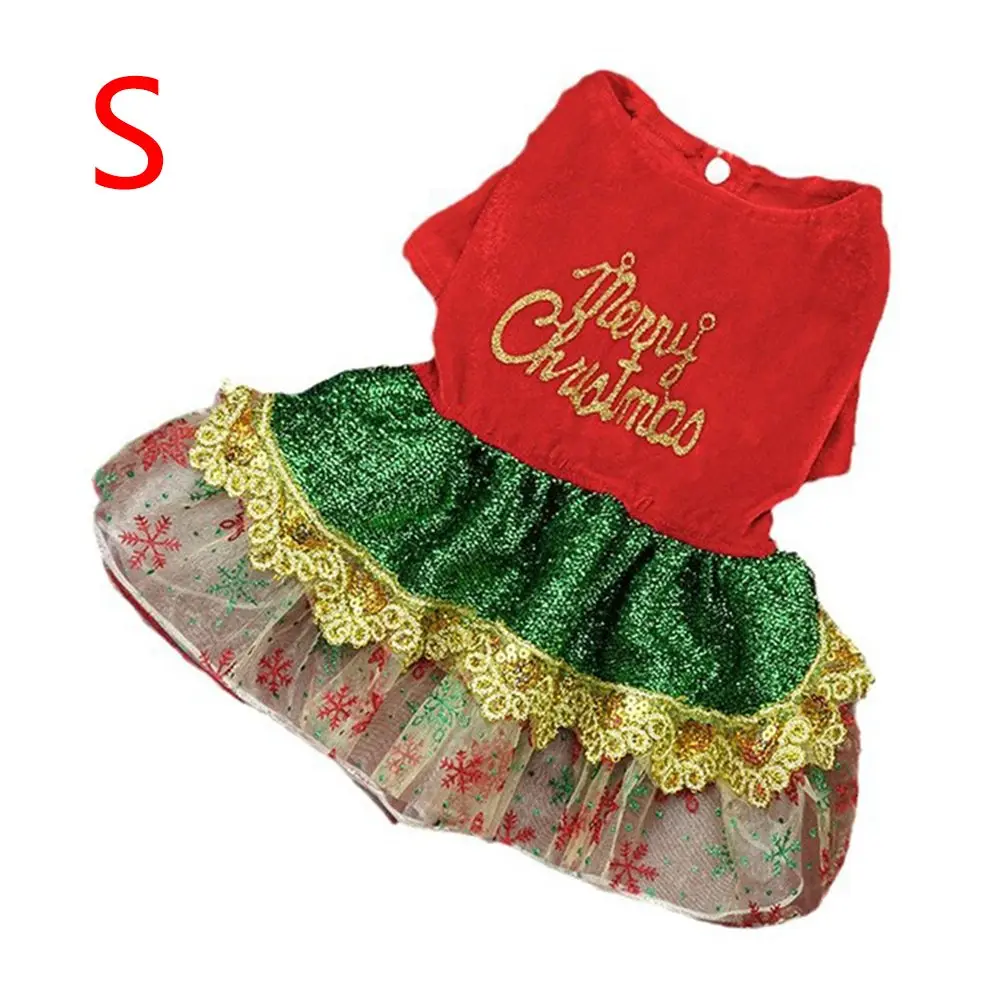 Christmas Dog Dresses For Small Dogs Clothes Winter Warm Skirt Christmas Cosplay Cat Pet Dog Dress Fancy Princess Puppy Dress