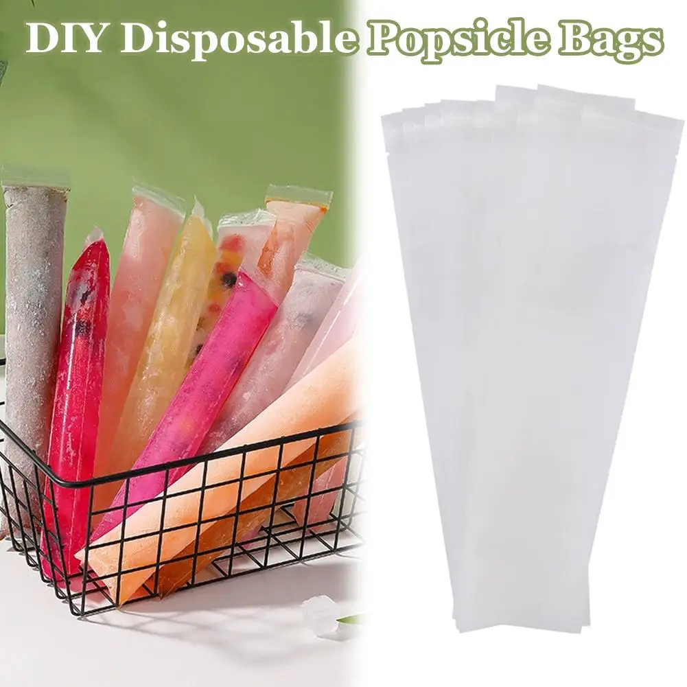 Disposable Transparent Ice Popsicle Bags DIY Ice Cream Pops Fruit Juice Smoothies Yogurt Mold Bag with Zipper Kids Ice Lolly Bag