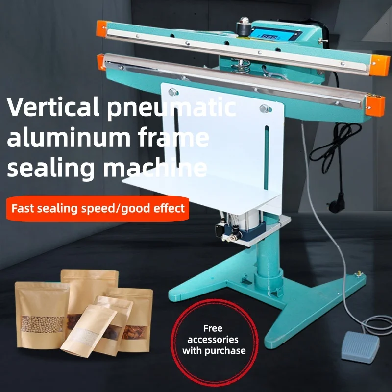 Pneumatic Vertical Foot Pedal Heat Sealing Machine Digital Touch Screen Constant Temp Control Air Driven Plastic Pouch Sealer
