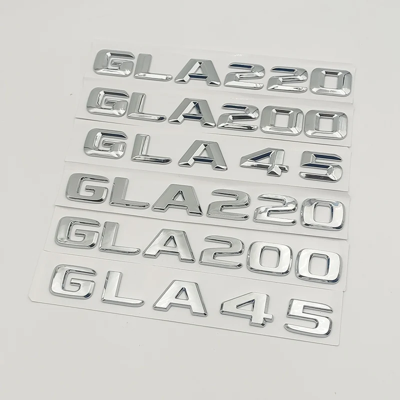 3D ABS Chrome Logo GLA45 GLA35 GLA200 GLA250 GLA220 Emblem Letter Sticker Car Trunk Badge For GLA H247 Accessories