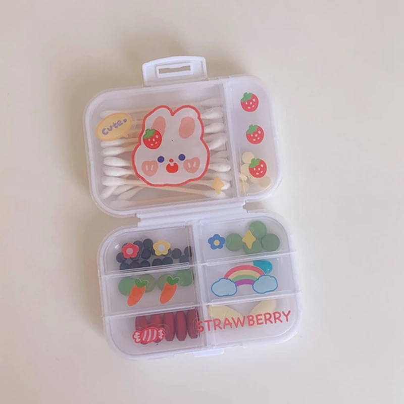 6 Grids Organizer Container For Tablets Travel Pill box With Seal Ring Small Box For Tablets Wheat Straw Container For Medicines