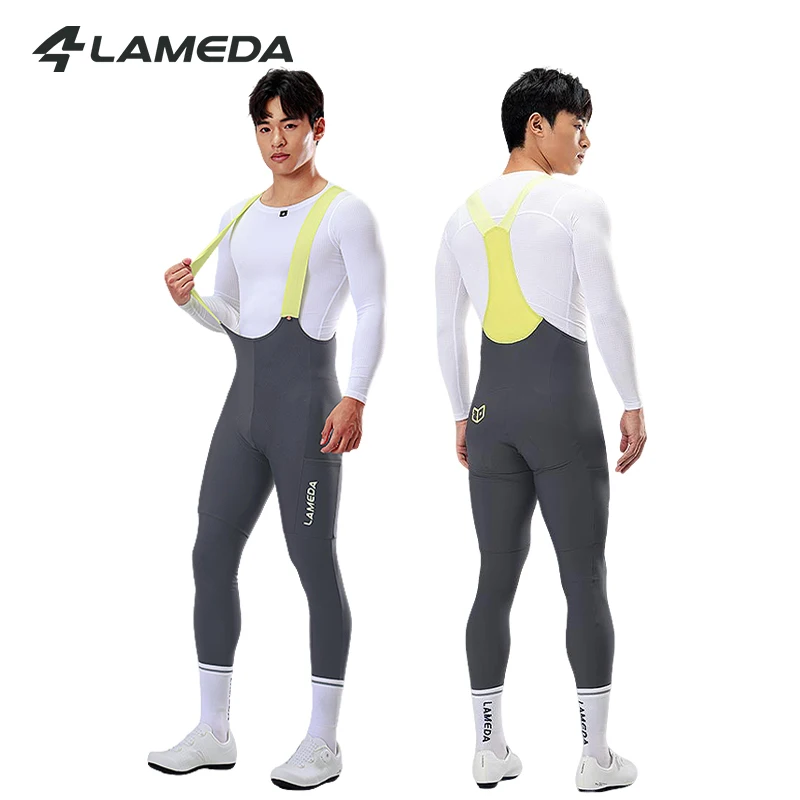 

LAMEDA Men's Winter Thermal Fleece Cycling Bib Long Pants Windproof Mountain Bike Cycling Mtb Long Pants Hot Warm Bike Trousers