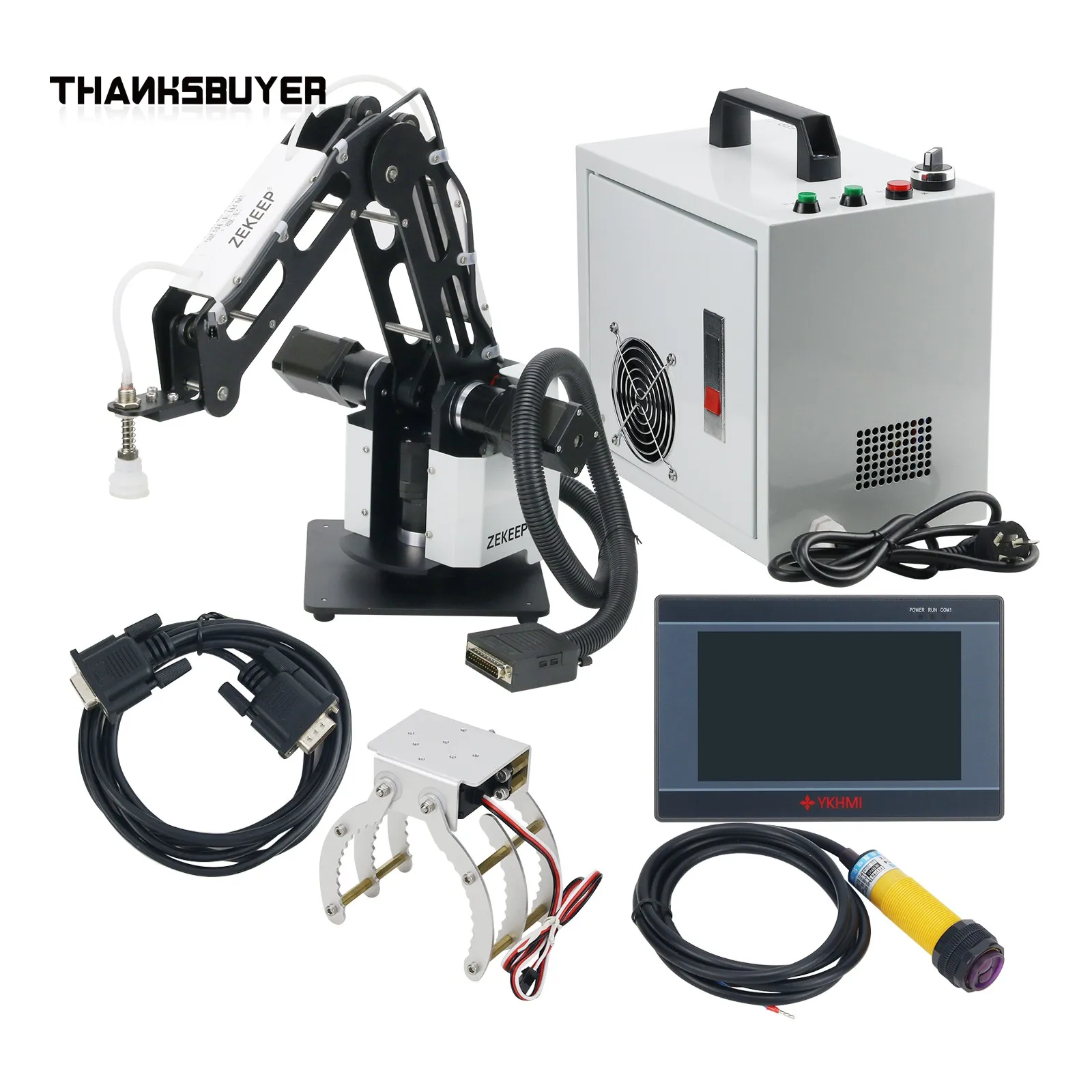 500g Load 3-Axis Mechanical Robot Arm Industrial Manipulator Robotic Arm w Air Pump PLC Infrared Sensor Servo Controller Board