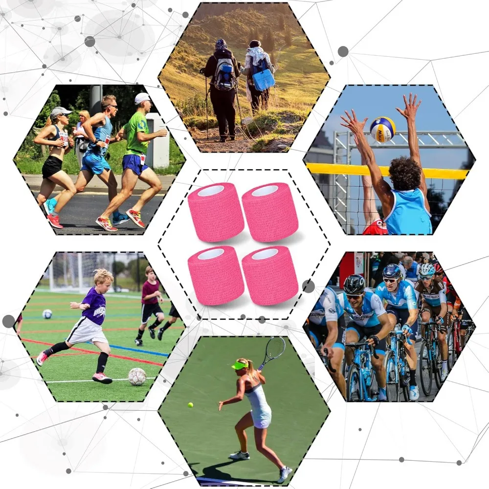 Self‑Adhesive Cohesive Bandage, 5cm X 4.5m Elastic Non‑Woven Sports Wrap Tape, Breathable Waterproof Bandage for Finger, Sports & Pet Use, 1 Roll, Pink