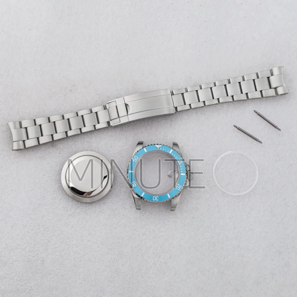 

Ice Blue Ceramic Bezel 40mm NH35 Watch Case Sapphire Glass for NH35 NH36 NH34 Automatic Movement 28.5mm Dial Sub GMT Watch Case