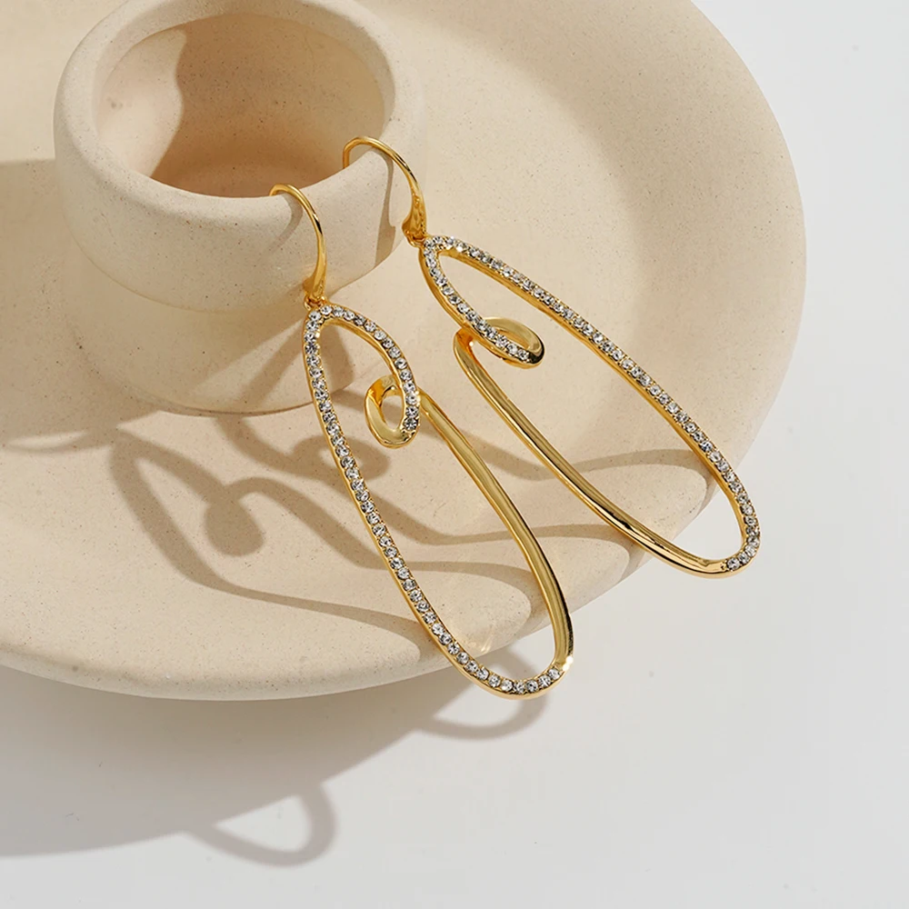 ENFASHION Rhinestone Geometric Drop Earrings For Women Water Droplets Shape Crystal Earings Fashion Jewelry Oorbellen EF191046