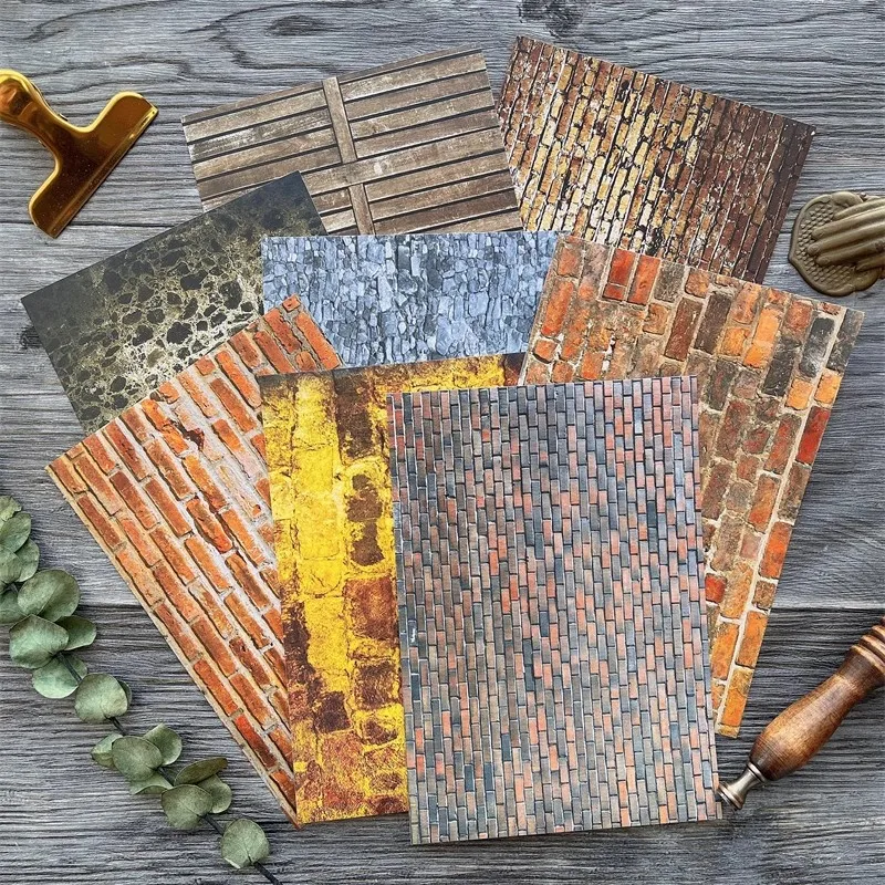 Bricks Stone Metope pattern Material Paper Stickers Decorative DIY Craft Photo Albums Junk Journal Underlay background Papers