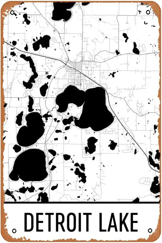 Tin Sign Vintage Detroit Lake Minnesota, Detroit Lakes Mn, Detroit Lake Map, Minnesota Map, Detroit Lake Art, Minnesota Lak sign