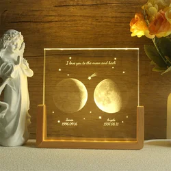 Personalized Moon Phase Crystal Lamp,Custom Moon Crystal Nightlight,The Night We Met Anniversary Gift,The Day You Were Born