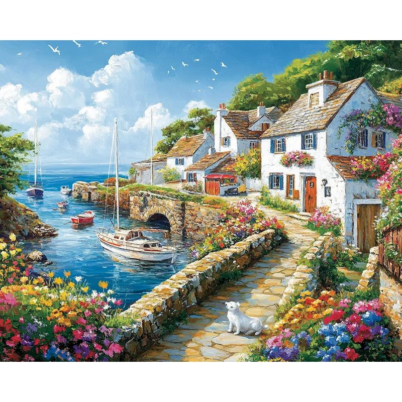 GATYZTORY Frame Oil Painting by Numbers Seascape DIY Paint By Numbers Canvas Painting Handpaint Number Painting Gift