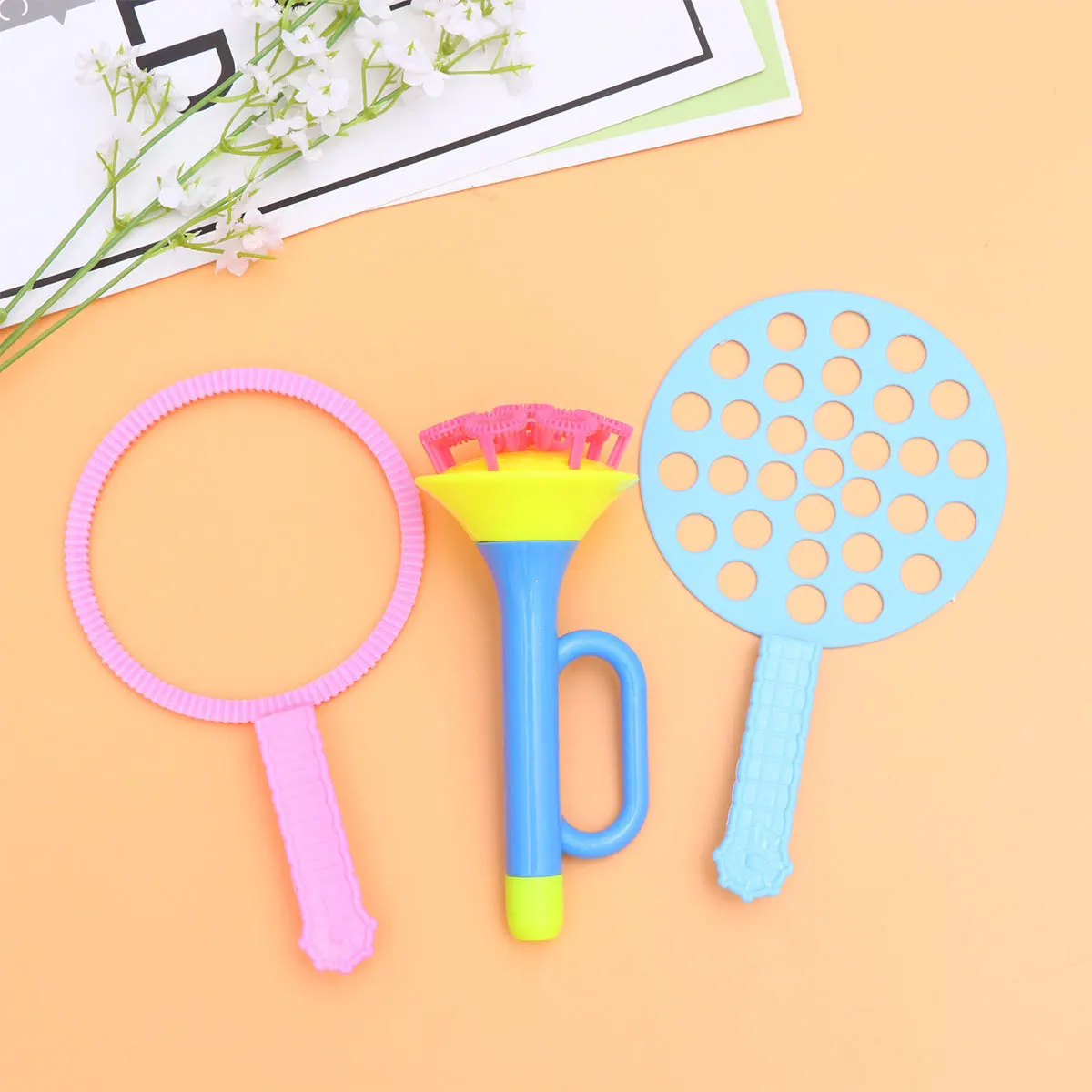 26Pcs Bubble Stick Set Cartoon Bubble Making Bars Durable Handles Round Trays Outdoor Pool Beach Fun Kids Accessories