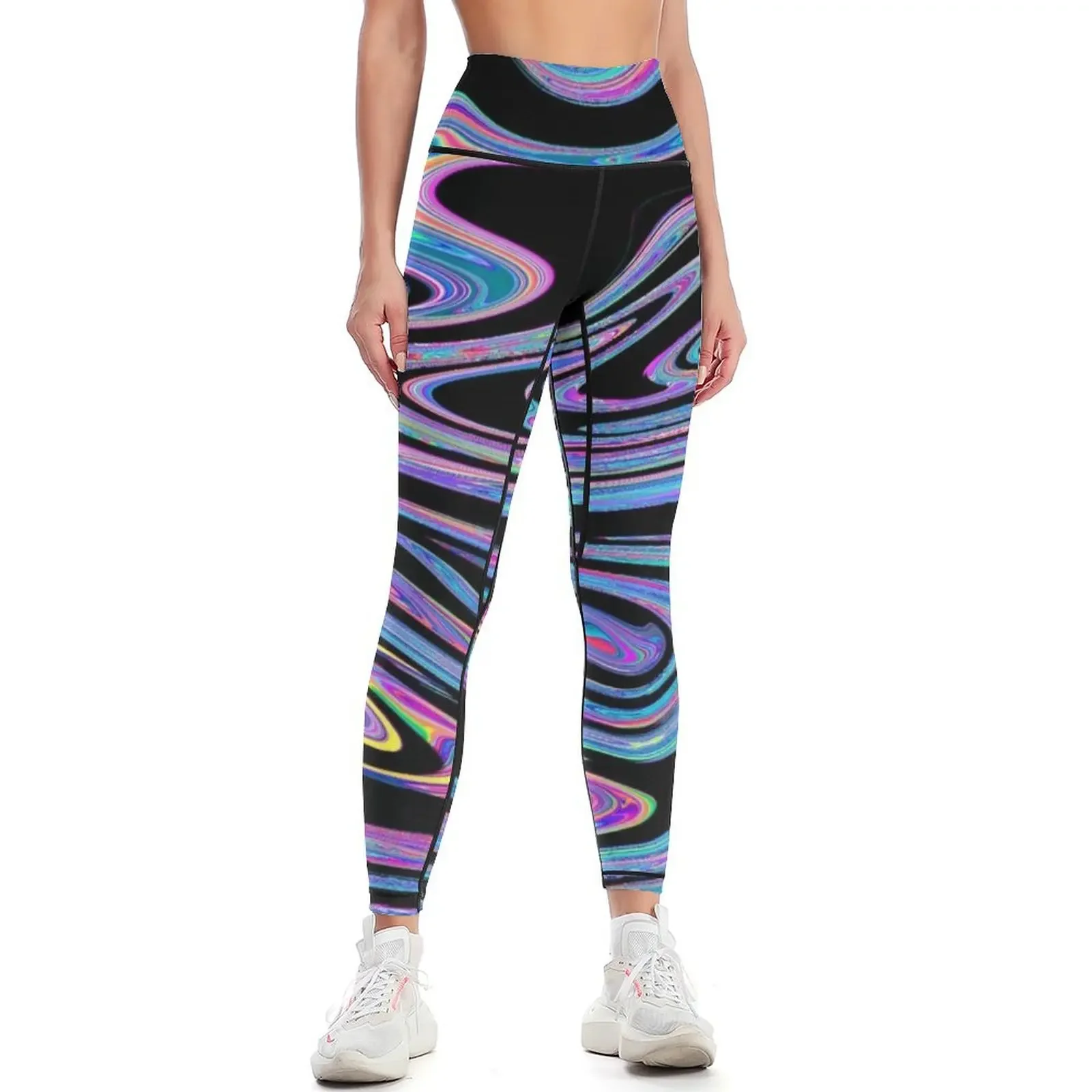 

Swirls- Black Holo Leggings Legging sport workout shorts Pants sport Clothing fitness Womens Leggings